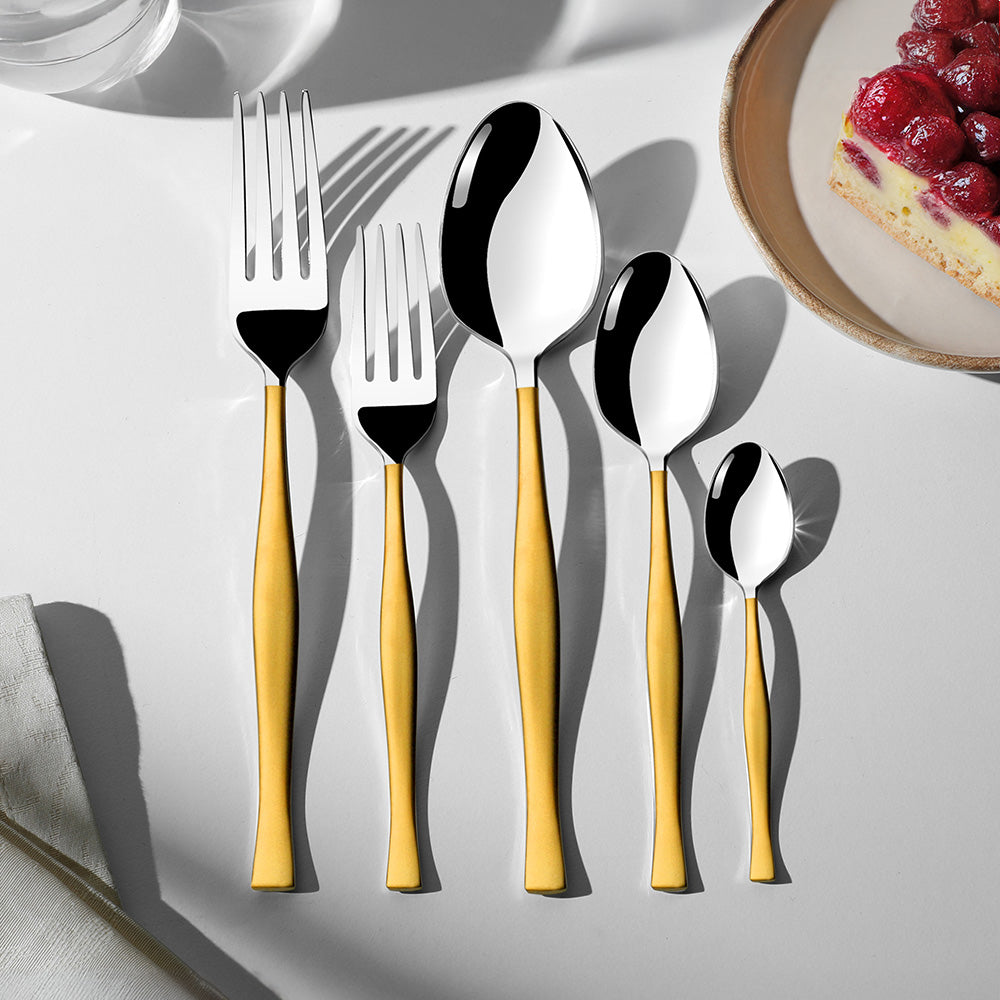 ZARIF GOLD+SANDBLAST - 89 PIECE - 12 PERSON - BOXED CUTLERY SET