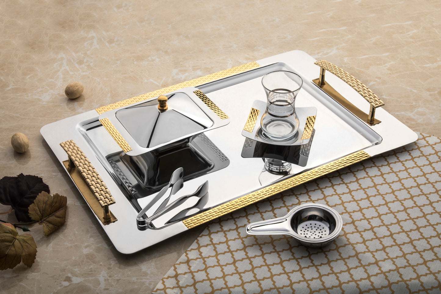 SIRMA GOLD+MIRROR - TRAY SET - 2-PIECE