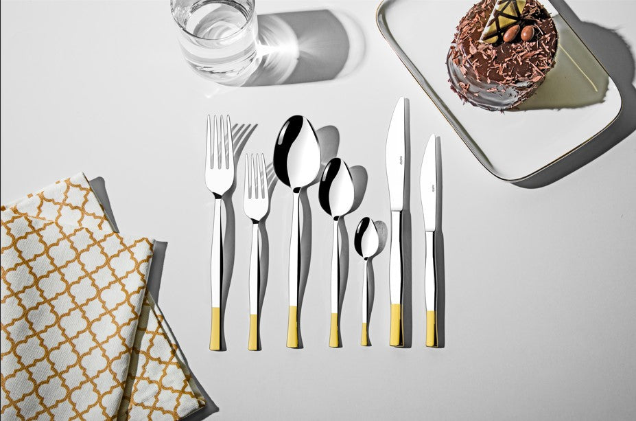 ZARIF GOLD+MIRROR 3CM GOLD - 89 PIECE - 12 PERSON - BOXED CUTLERY SET