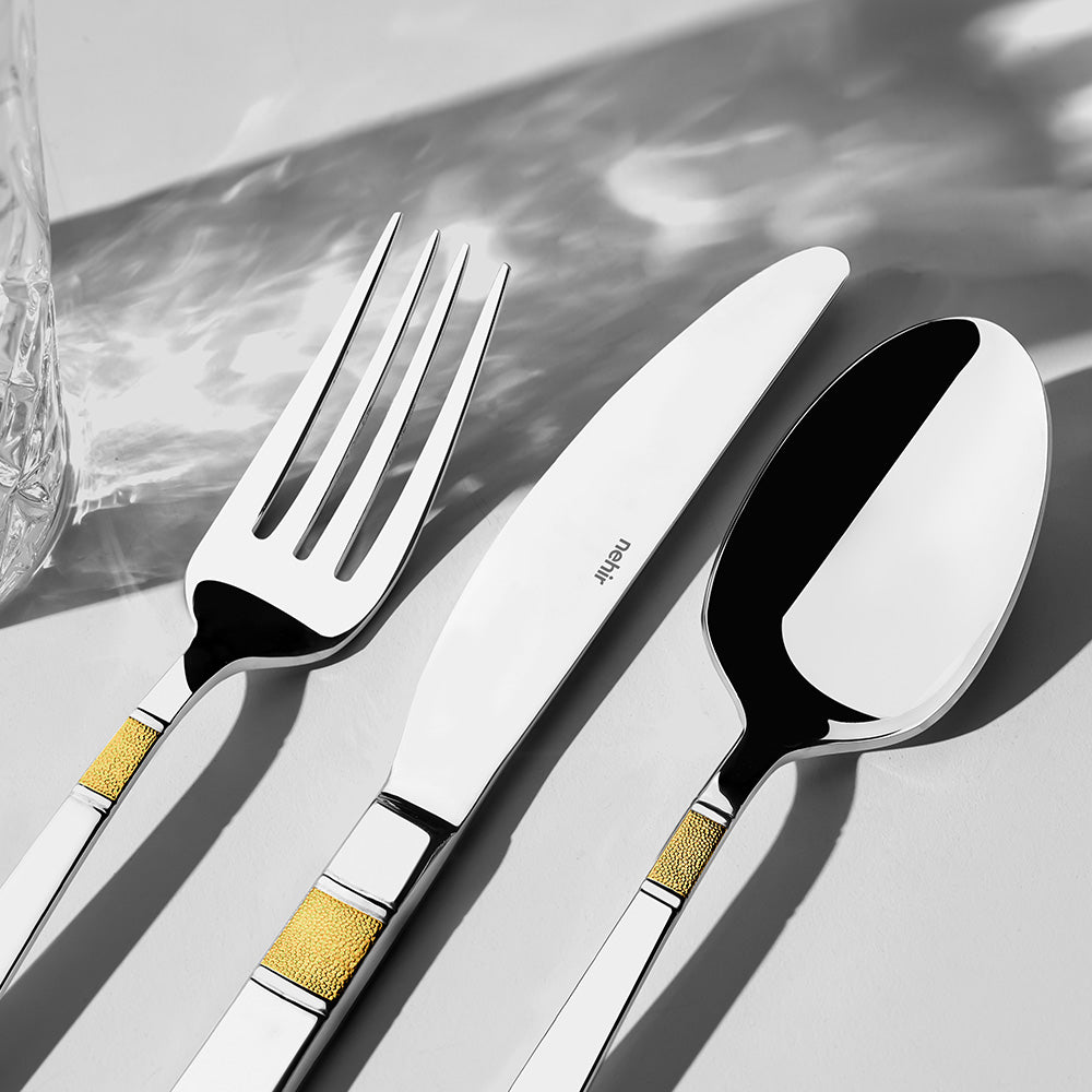 DILA GOLD+MIRROR - 89 PIECE - 12 PERSON - BOXED CUTLERY SET