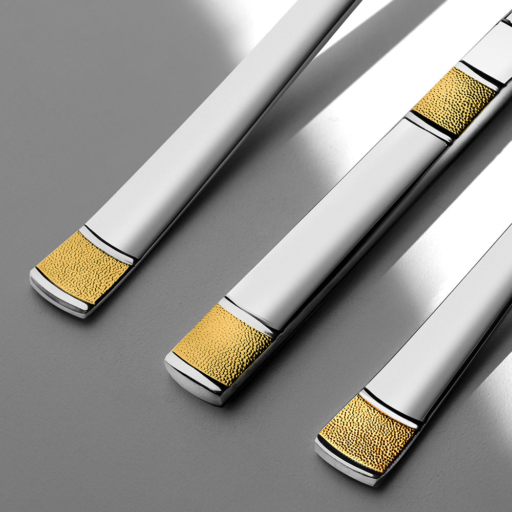 DILA GOLD+SANDBLAST - 89 PIECE - 12 PERSON - BOXED CUTLERY SET