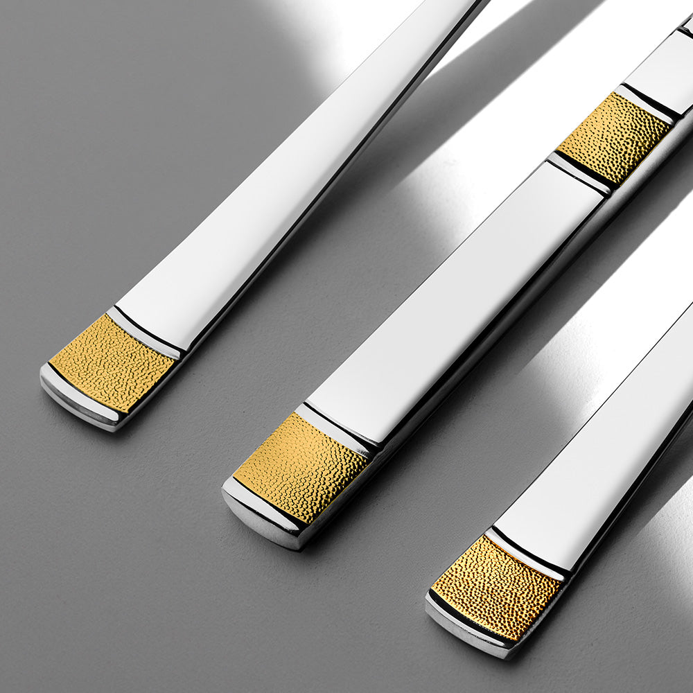 مجموعة أدوات مائدة DILA GOLD+MIRROR - 12 شخصًا - 89 قطعة - صندوق