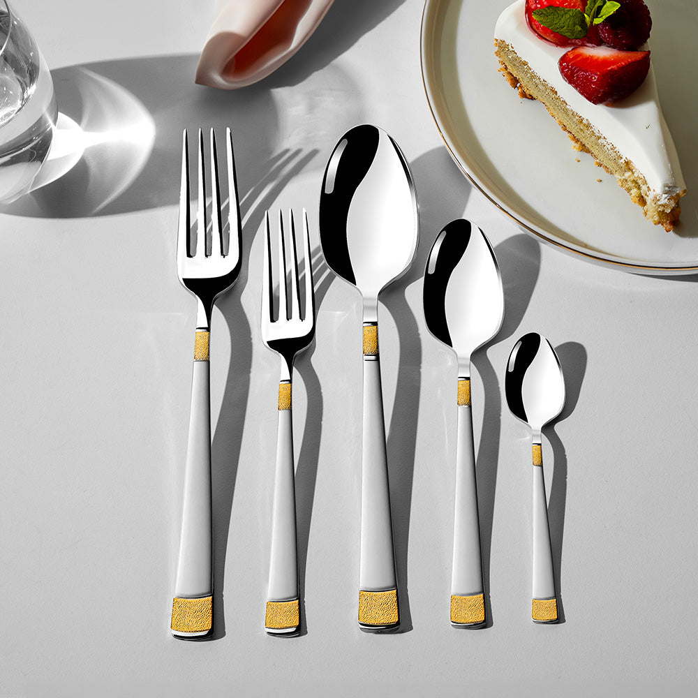 DILA GOLD+SANDBLAST - 89 PIECE - 12 PERSON - BOXED CUTLERY SET