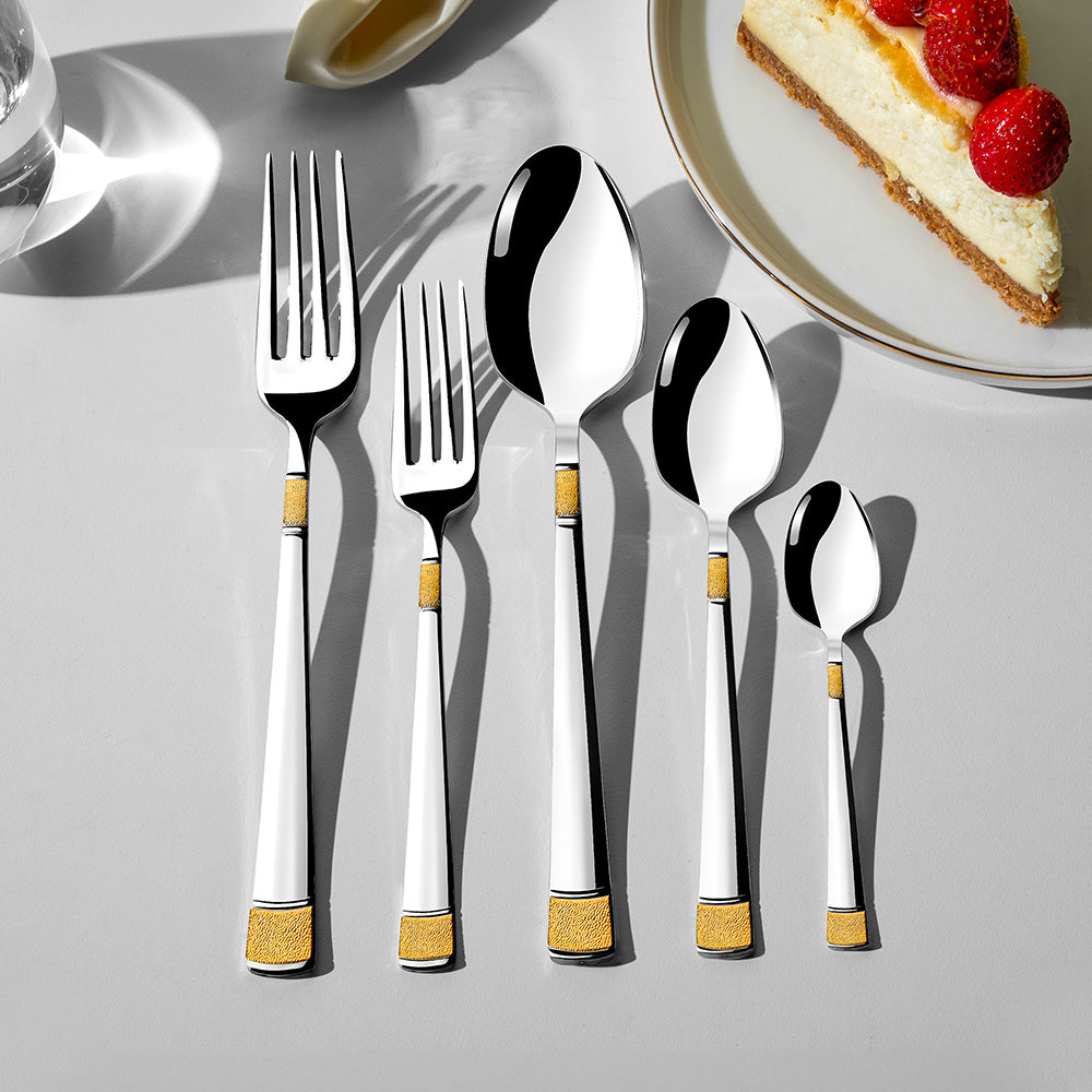 DILA GOLD+MIRROR - 89 PIECE - 12 PERSON - BOXED CUTLERY SET
