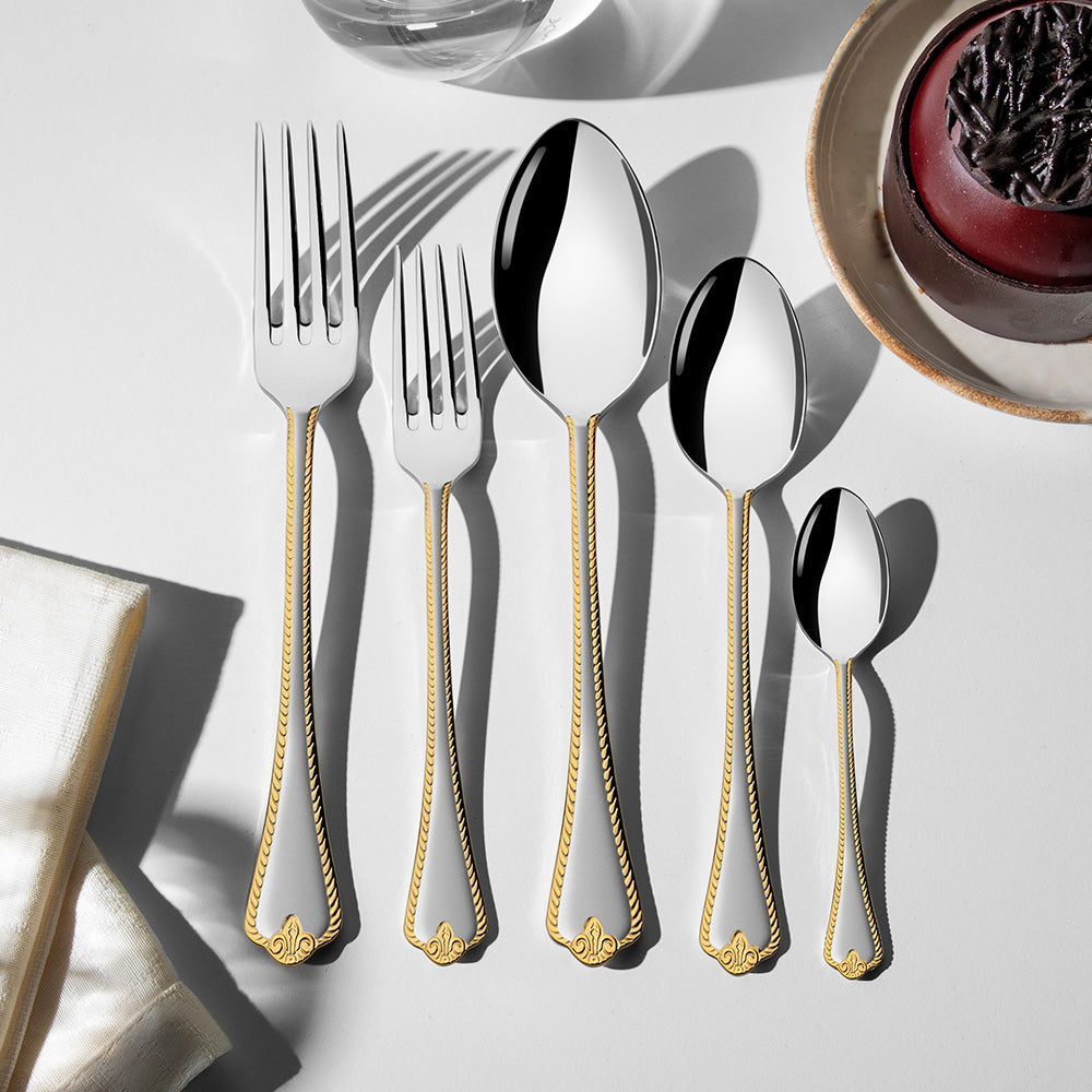 FULYA GOLD+SANDBLAST - 89 PIECE - 12 PERSON - BOXED CUTLERY SET