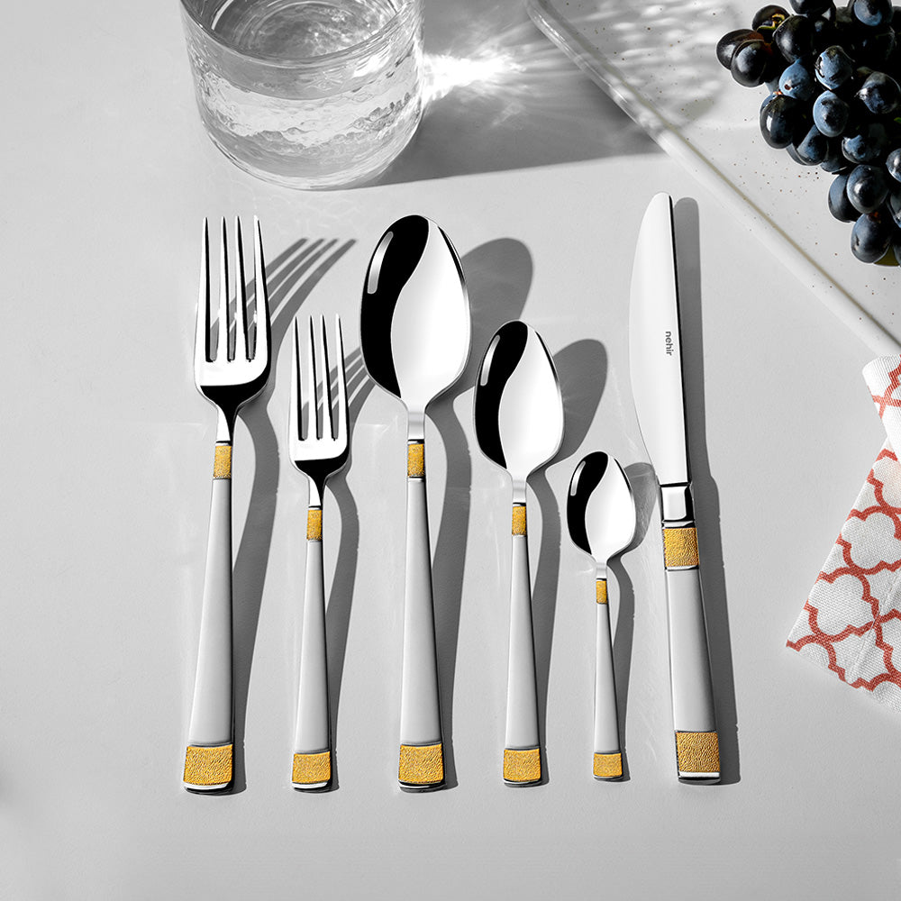 DILA GOLD+SANDBLAST - 89 PIECE - 12 PERSON - BOXED CUTLERY SET