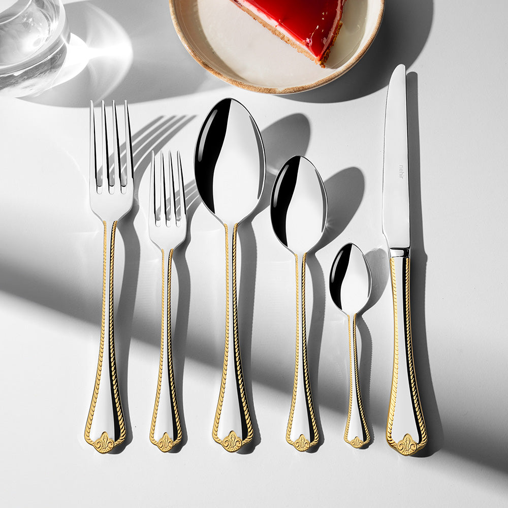 FULYA GOLD+MIRROR - 89 PIECE - 12 PERSON - BOXED CUTLERY SET