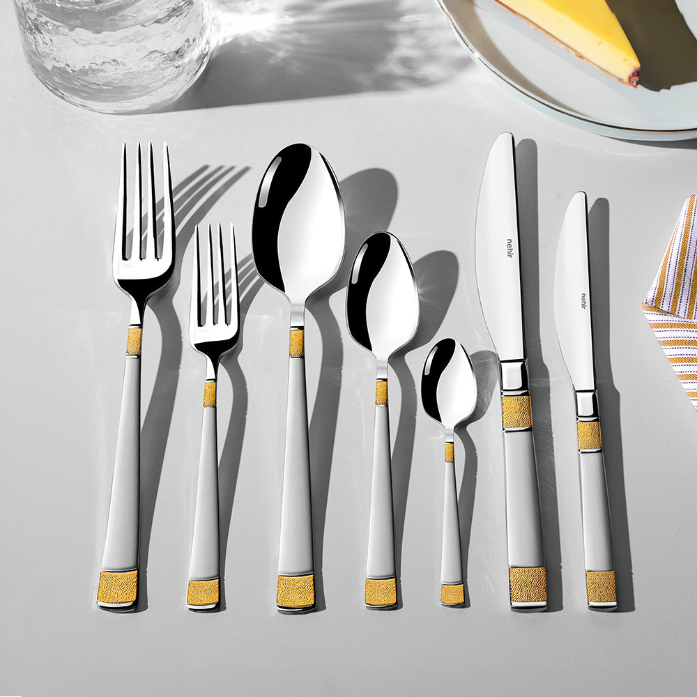 DILA GOLD+SANDBLAST - 89 PIECE - 12 PERSON - BOXED CUTLERY SET