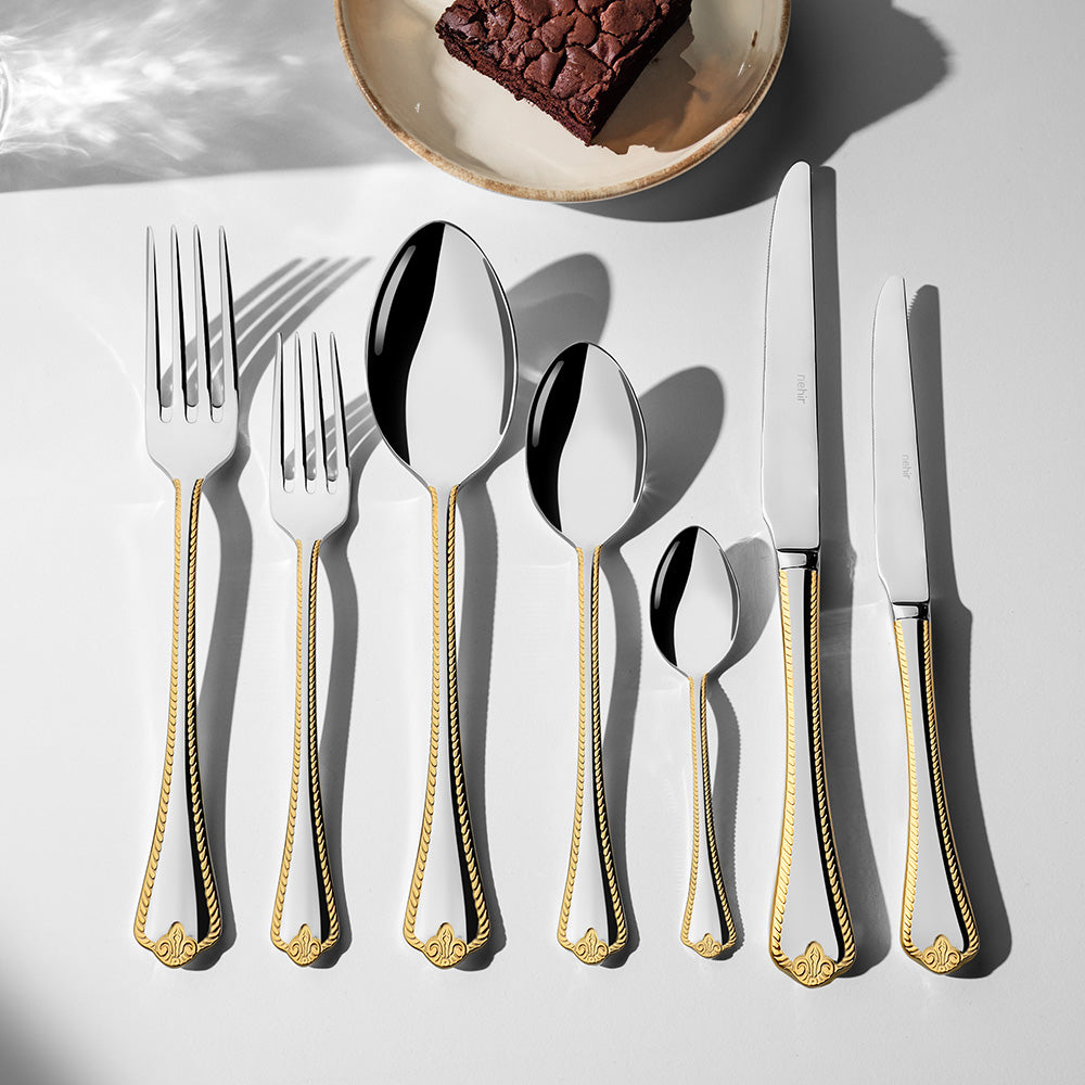 FULYA GOLD+MIRROR - 89 PIECE - 12 PERSON - BOXED CUTLERY SET