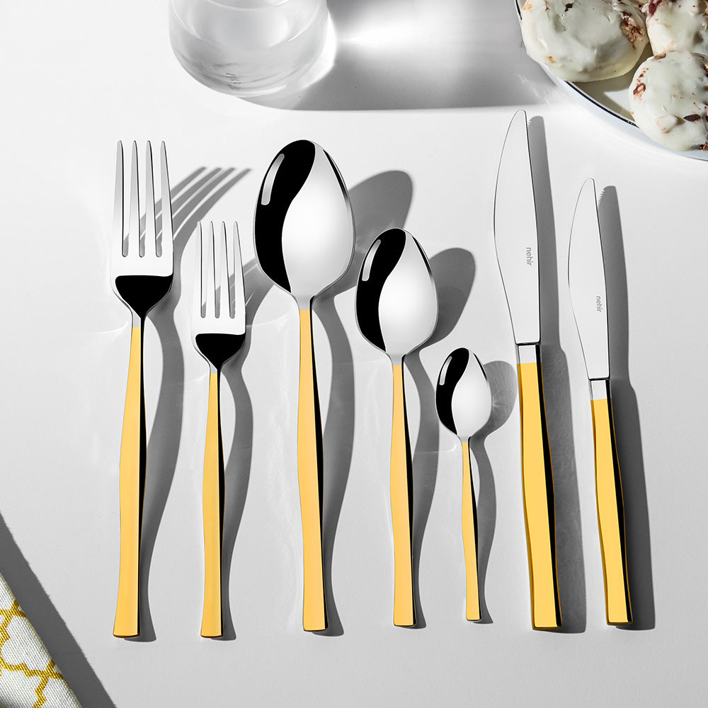 ZARIF GOLD+MIRROR - 89 PIECE - 12 PERSON - BOXED CUTLERY SET