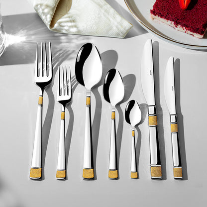 مجموعة أدوات مائدة DILA GOLD+MIRROR - 12 شخصًا - 89 قطعة - صندوق