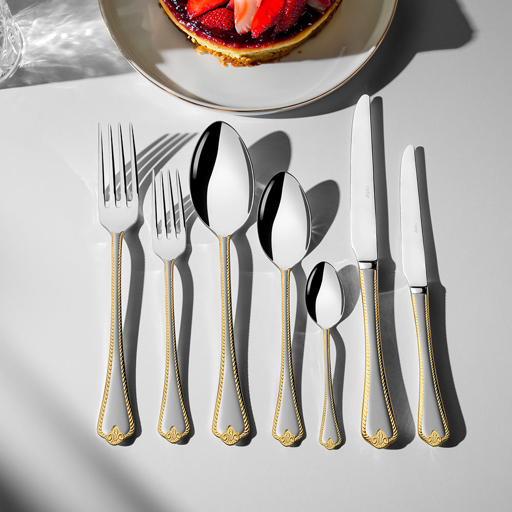 FULYA GOLD+SANDBLAST - 89 PIECE - 12 PERSON - BOXED CUTLERY SET