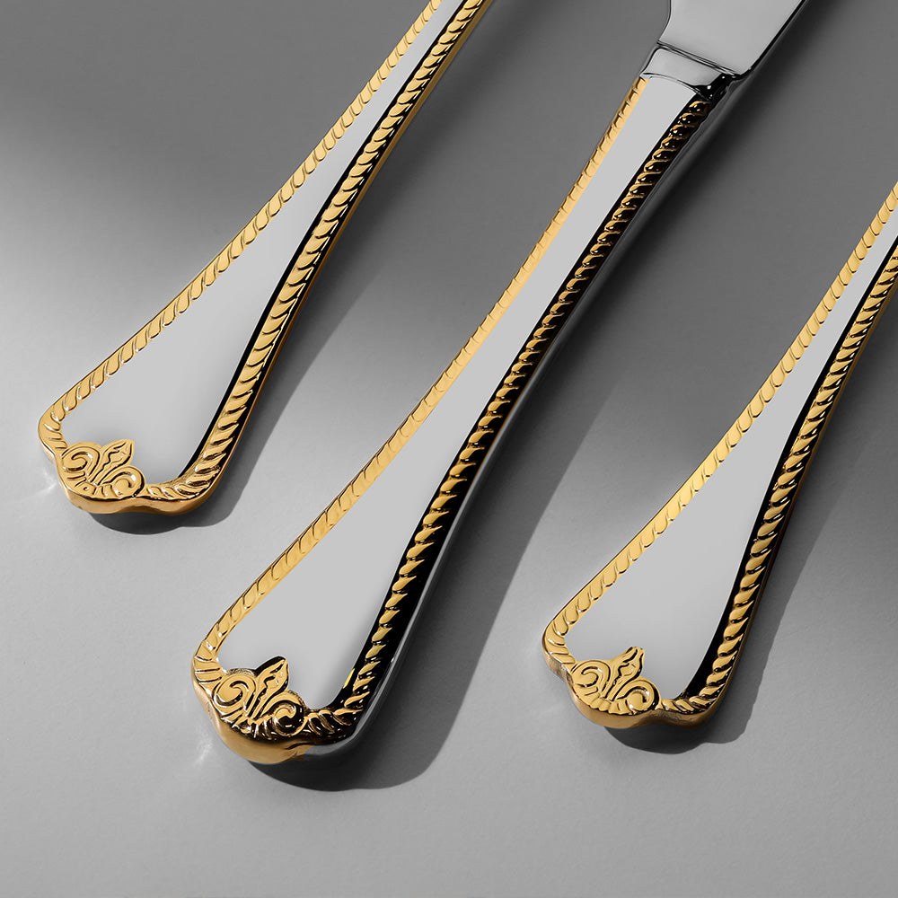 FULYA GOLD+MIRROR - 89 PIECE - 12 PERSON - BOXED CUTLERY SET
