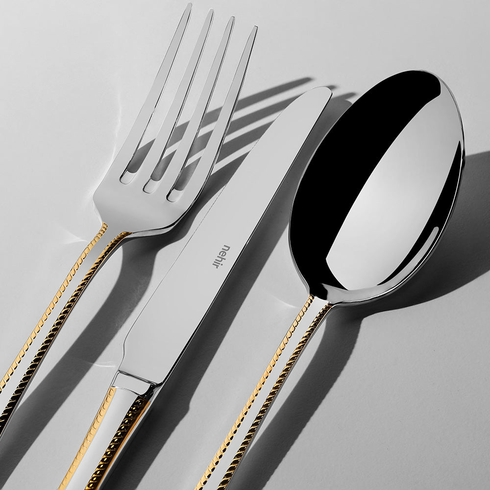 FULYA GOLD+MIRROR - 89 PIECE - 12 PERSON - BOXED CUTLERY SET