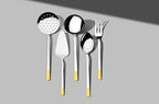DALYAN GOLD+SANDBLAST - 3CM GOLD - 89 PIECE - 12 PERSON - BOXED CUTLERY SET