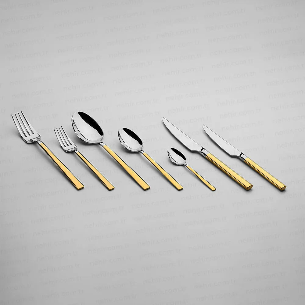 DALYAN GOLD+MIRROR - 89 PIECE - 12 PERSON - BOXED CUTLERY SET