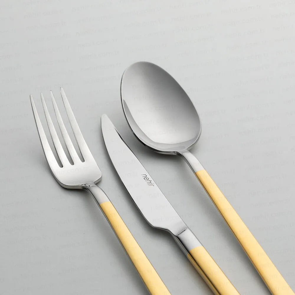 DALYAN GOLD+MIRROR - 89 PIECE - 12 PERSON - BOXED CUTLERY SET