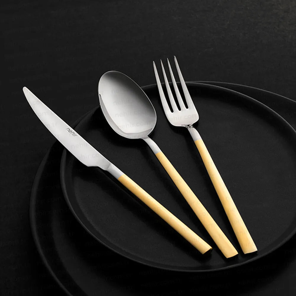 DALYAN GOLD+MIRROR - 89 PIECE - 12 PERSON - BOXED CUTLERY SET