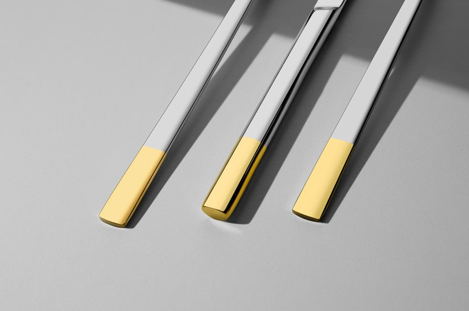 DALYAN GOLD+SANDBLAST - 3CM GOLD - 89 PIECE - 12 PERSON - BOXED CUTLERY SET