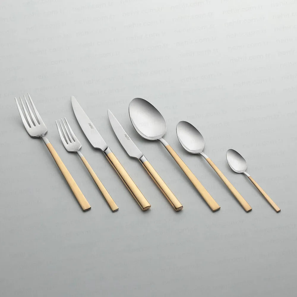 DALYAN GOLD+SANDBLAST - 89 PIECE - 12 PERSON - BOXED CUTLERY SET