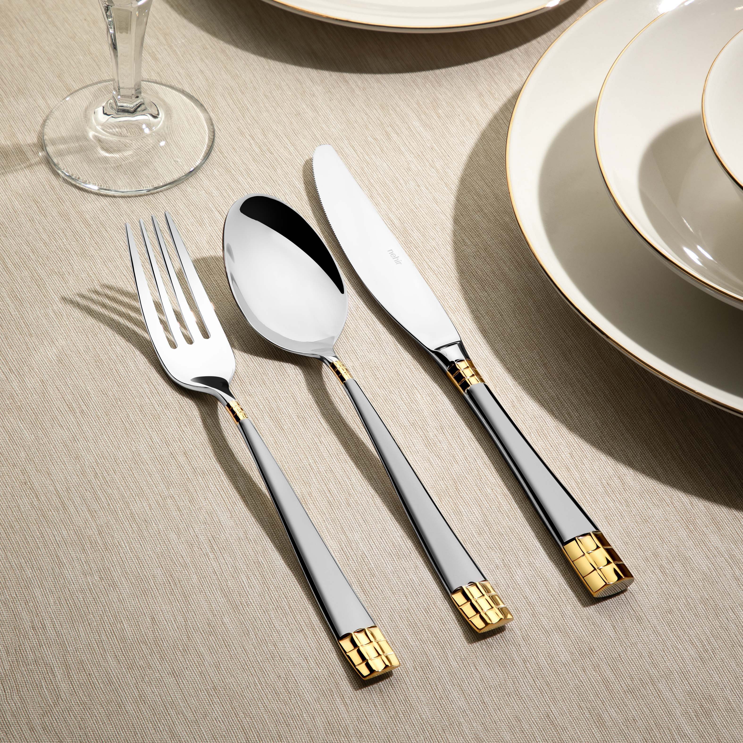 DIDIM GOLD+SANDBLAST - 89 PIECE - 12 PERSON - BOXED CUTLERY SET