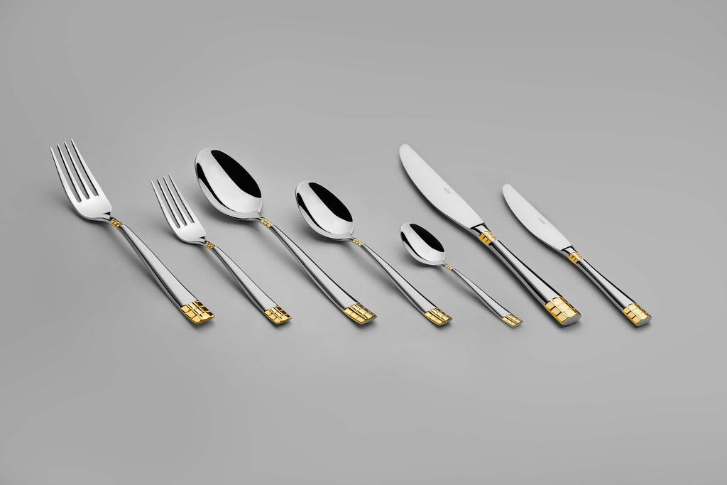 DIDIM GOLD+SANDBLAST - 89 PIECE - 12 PERSON - BOXED CUTLERY SET