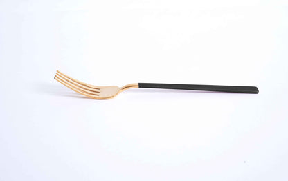 DALYAN - COLORS - Black + Gold - 12 Person - 89 Piece - Boxed Cutlery Set
