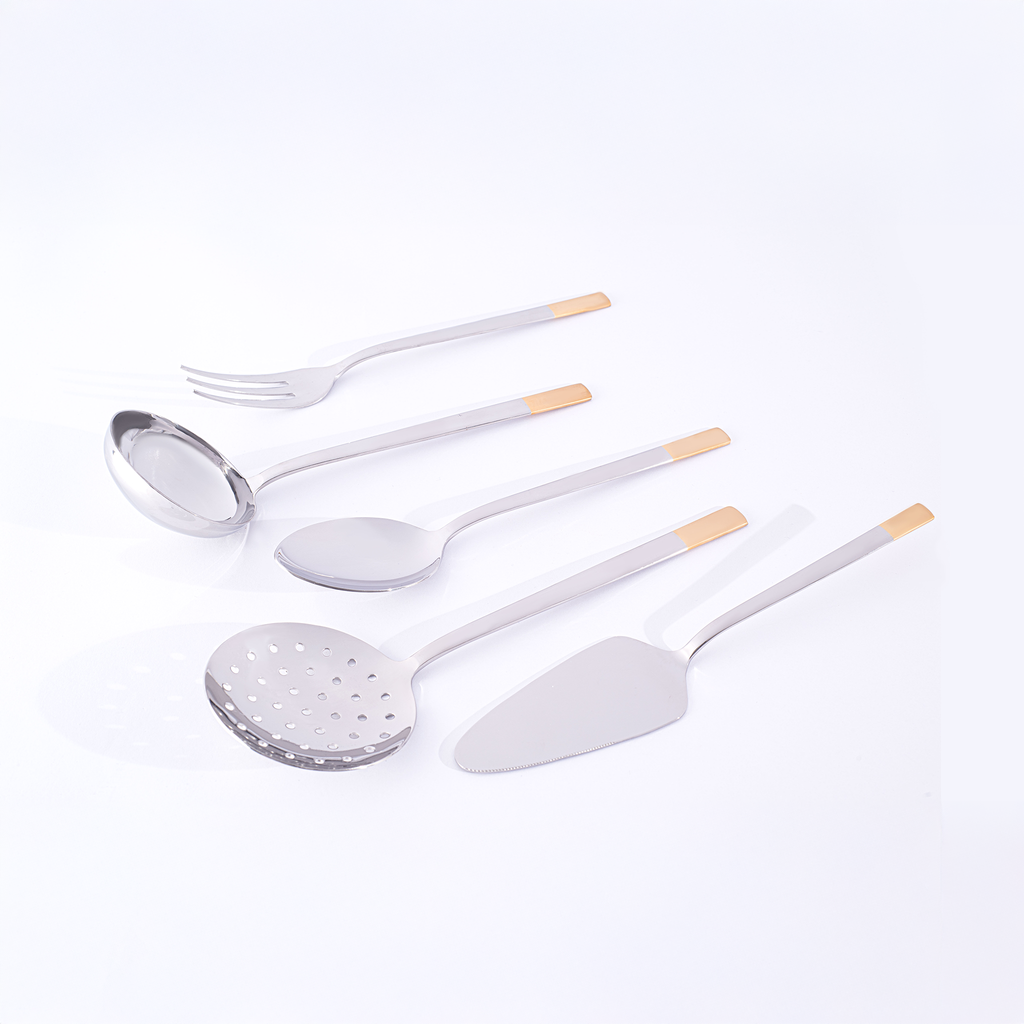 DALYAN GOLD+SANDBLAST - 3CM GOLD - 89 PIECE - 12 PERSON - BOXED CUTLERY SET