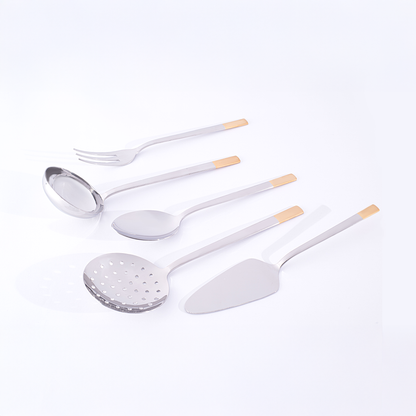 طقم أدوات مائدة DALYAN GOLD+SANDBLAST - 3 سم ذهبي - 12 شخصًا - 89 قطعة - صندوق أدوات مائدة