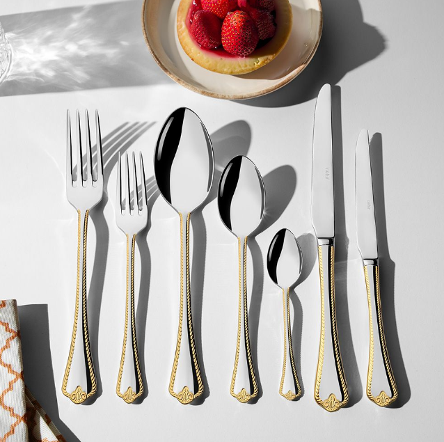 FULYA GOLD+MIRROR - 89 PIECE - 12 PERSON - BOXED CUTLERY SET