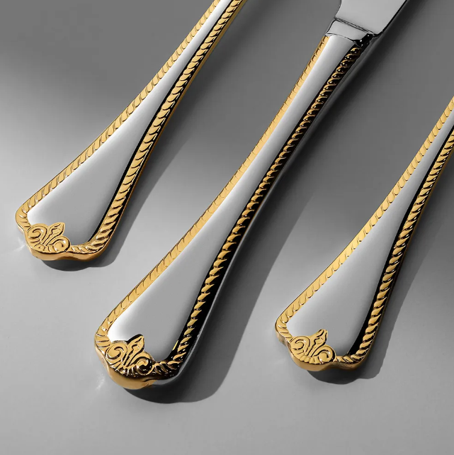 FULYA GOLD+SANDBLAST - 89 PIECE - 12 PERSON - BOXED CUTLERY SET