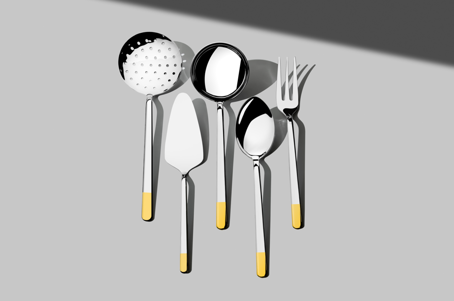SOFIA GOLD+MIRROR 3CM GOLD - 89 PIECE - 12 PERSON - BOXED CUTLERY SET