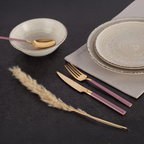 DALYAN - COLORS - Pink + Gold - 12 Person - 89 Piece - Boxed Cutlery Set