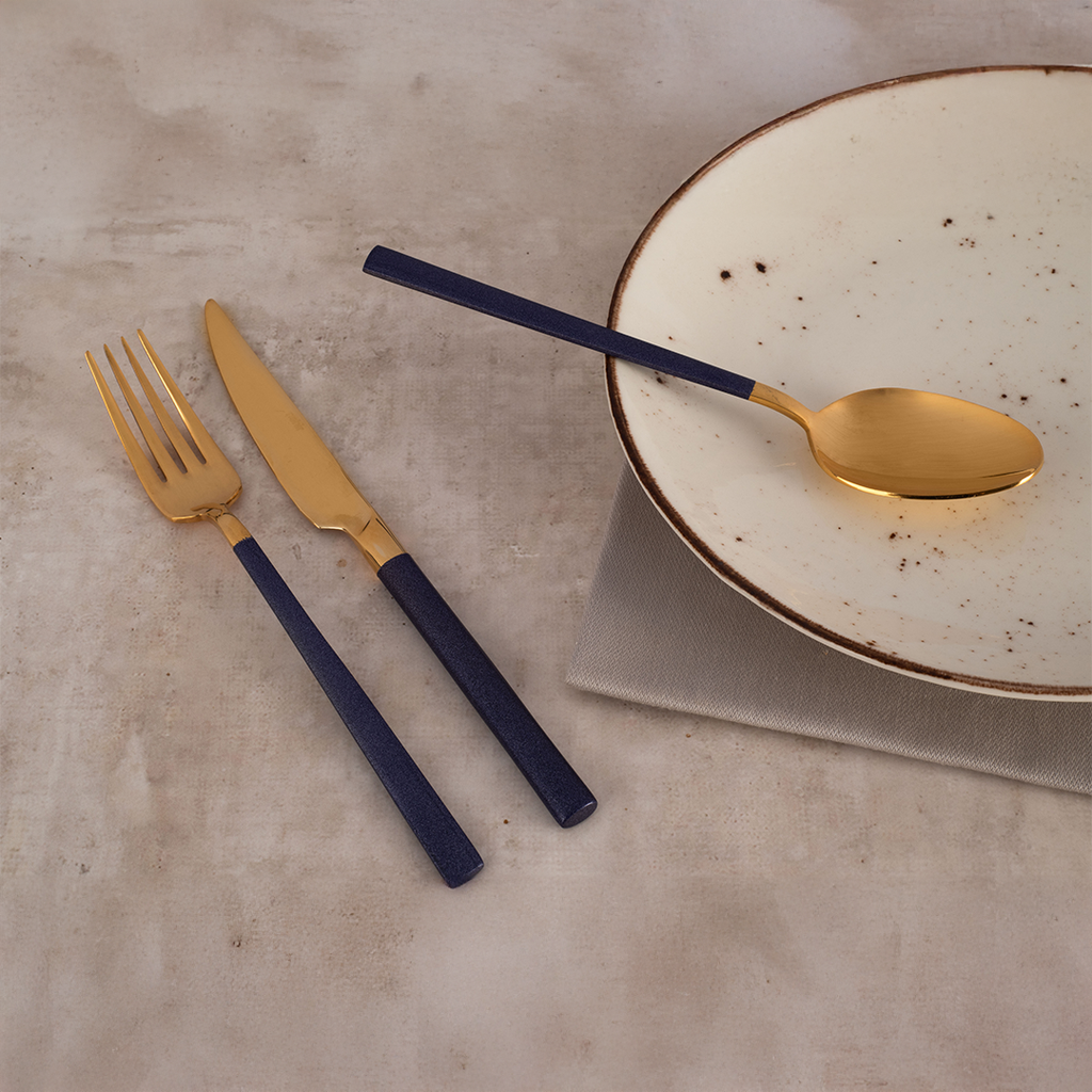 DALYAN - COLORS - Purple + Gold - 12 Person - 89 Piece - Boxed Cutlery Set