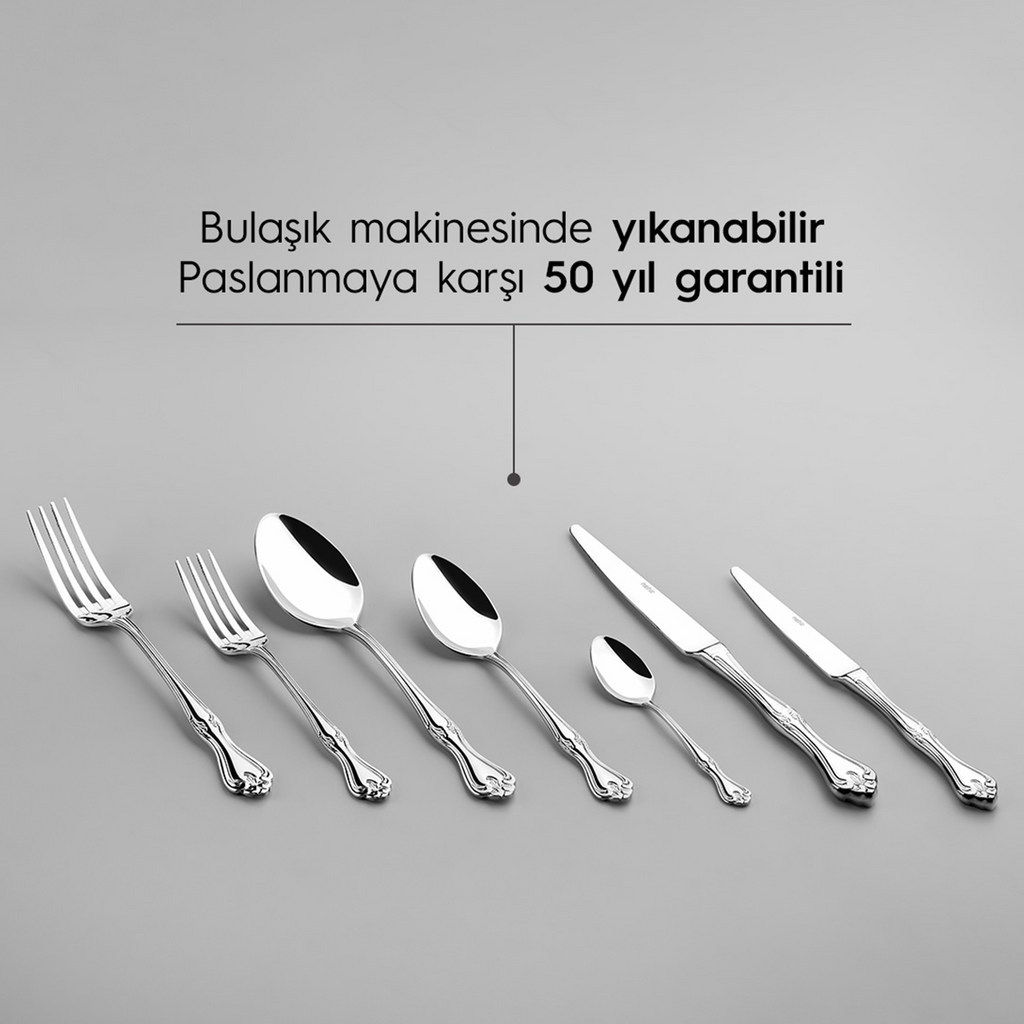 LALEZAR MIRROR FINISH - 89 PIECE - 12 PERSON - BOXED CUTLERY SET