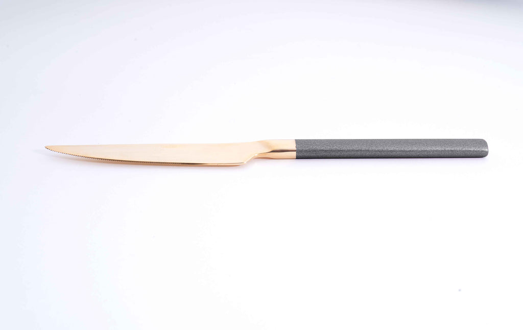 DALYAN - COLORS - Grey + Gold - 12 Person - 89 Piece - Boxed Cutlery Set