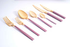DALYAN - COLORS - Pink + Gold - 12 Person - 89 Piece - Boxed Cutlery Set