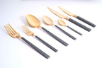 DALYAN - COLORS - Grey + Gold - 12 Person - 89 Piece - Boxed Cutlery Set