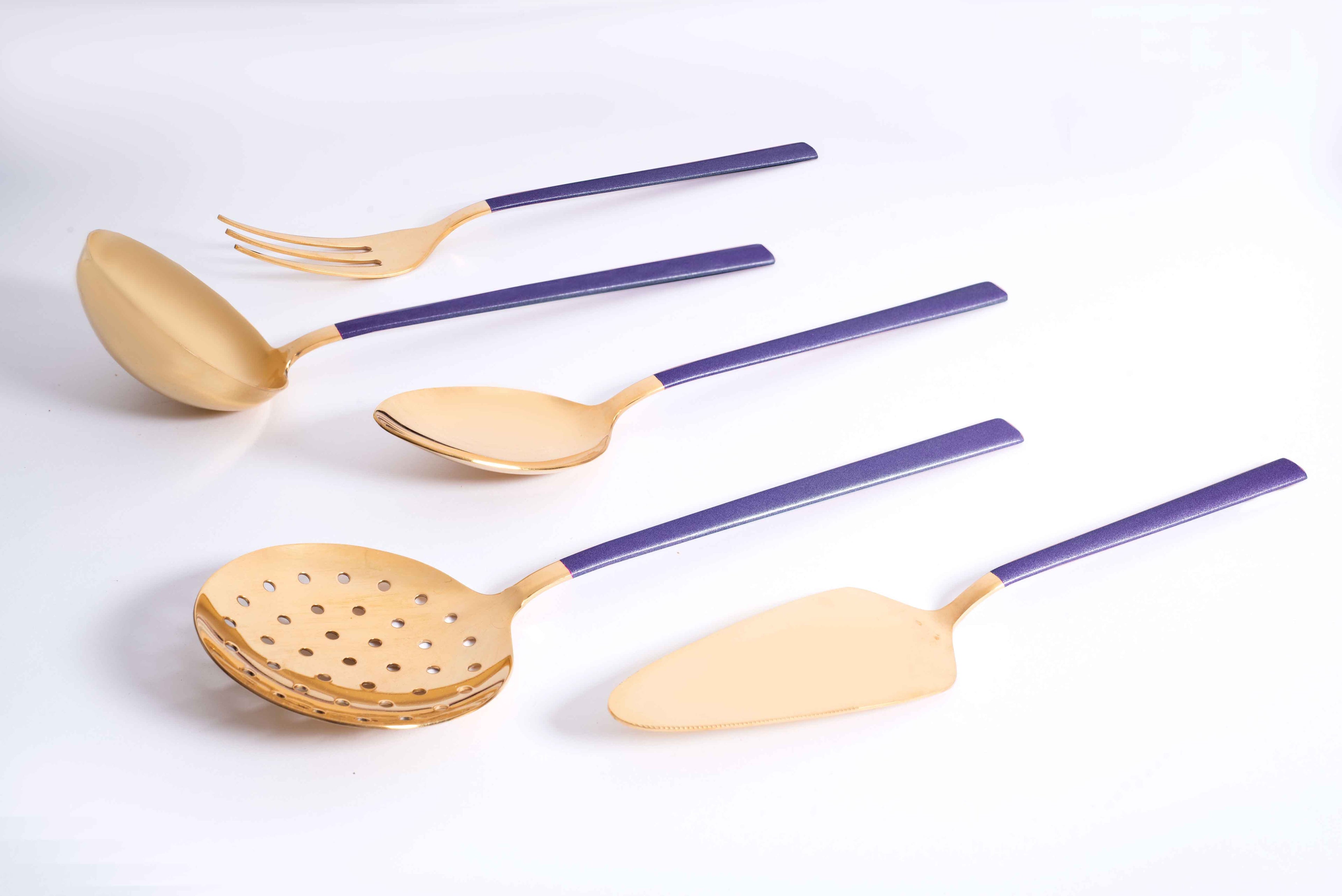 DALYAN - COLORS - Purple + Gold - 12 Person - 89 Piece - Boxed Cutlery Set